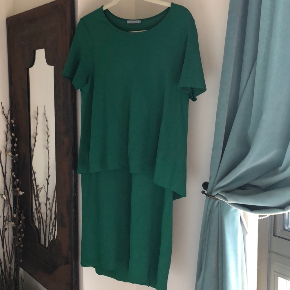 Emerald green layered dress